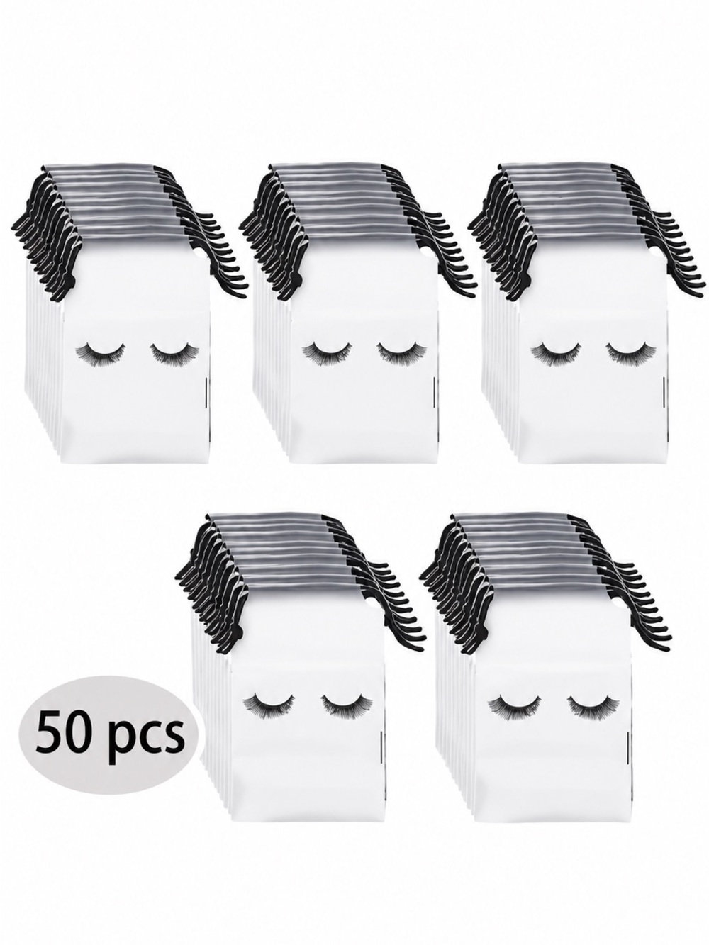 50PC White Eyelash Drawstring Gift Bags Waterproof Favor Pouches NEW
